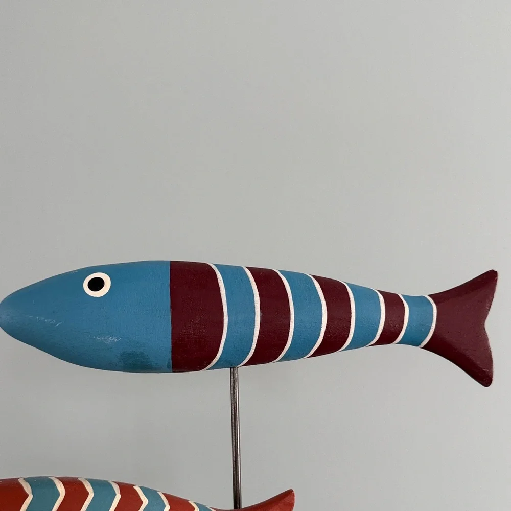 Colorful Wooden Fish Mobile -Type Multicolor Decorative Coastal Accent - Picture 7 of 12